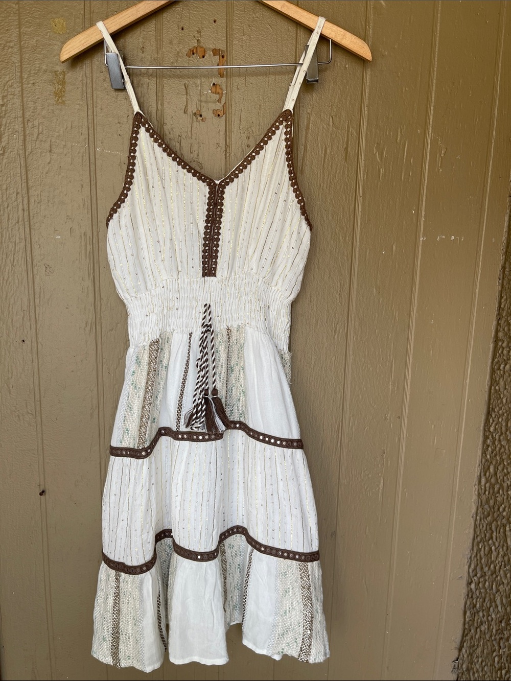 Ananta Sleveless Boho dress in off white Size L